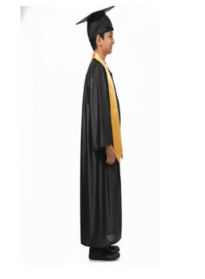 FANCY FLIGHT Kids Graduation Gown Set | Black Cap, Gown & Gold Stole for Boys & Girls | Preschool, Kindergarten, Elementary Ceremony Outfit (9-10 Year) - Image 3